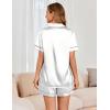 Ekouaer Womens Satin Silk Pajamas Set Short Sleeve Sleepwear Button Down Top and Shorts Loungewear 2 Piece Pjs Set S-XXL(White)