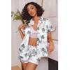 Ekouaer Womens Satin Silk Pajamas Set Short Sleeve Sleepwear Button Down Top and Shorts Loungewear 2 Piece Pjs Set S-XXL(White Coconuts)