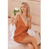 Ekouaer Womens Satin V Neck Nightgown Sleeveless Tank Sleepwear Nightdress(Caramel)