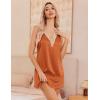 Ekouaer Womens Satin V Neck Nightgown Sleeveless Tank Sleepwear Nightdress(Caramel)