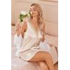 Ekouaer Womens Satin V Neck Nightgown Sleeveless Tank Sleepwear Nightdress(Champagne)