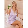 Ekouaer Womens Satin V Neck Nightgown Sleeveless Tank Sleepwear Nightdress(Lilac)