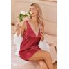Ekouaer Womens Satin V Neck Nightgown Sleeveless Tank Sleepwear Nightdress(Red)