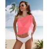 Ekouaer Women’s Short Sarongs Chiffon Cover Ups Sheer Bikini Wraps for Swimwear S-3XL(Coral Pink)