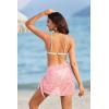 Ekouaer Women’s Short Sarongs Chiffon Cover Ups Sheer Bikini Wraps for Swimwear S-3XL(Lace-light Pink)