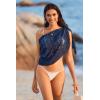 Ekouaer Women’s Short Sarongs Chiffon Cover Ups Sheer Bikini Wraps for Swimwear S-3XL(Lace-navy Blue)