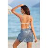Ekouaer Women’s Short Sarongs Chiffon Cover Ups Sheer Bikini Wraps for Swimwear S-3XL(Lace-pale Blue)