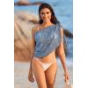 Ekouaer Women’s Short Sarongs Chiffon Cover Ups Sheer Bikini Wraps for Swimwear S-3XL(Lace-pale Blue)