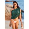 Ekouaer Women’s Short Sarongs Chiffon Cover Ups Sheer Bikini Wraps for Swimwear S-3XL(Lace-peacock Green)