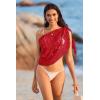 Ekouaer Women’s Short Sarongs Chiffon Cover Ups Sheer Bikini Wraps for Swimwear S-3XL(Lace-red)