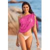 Ekouaer Women’s Short Sarongs Chiffon Cover Ups Sheer Bikini Wraps for Swimwear S-3XL(Lace-rose Red)