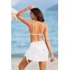 Ekouaer Women’s Short Sarongs Chiffon Cover Ups Sheer Bikini Wraps for Swimwear S-3XL(Lace-white)