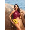 Ekouaer Women’s Short Sarongs Chiffon Cover Ups Sheer Bikini Wraps for Swimwear S-3XL(Lace-wine Red)