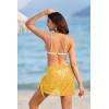 Ekouaer Women’s Short Sarongs Chiffon Cover Ups Sheer Bikini Wraps for Swimwear S-3XL(Lace-yellow)