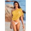 Ekouaer Women’s Short Sarongs Chiffon Cover Ups Sheer Bikini Wraps for Swimwear S-3XL(Lace-yellow)