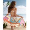 Ekouaer Women’s Short Sarongs Chiffon Cover Ups Sheer Bikini Wraps for Swimwear S-3XL(Pink Ethnic Style)