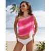 Ekouaer Women’s Short Sarongs Chiffon Cover Ups Sheer Bikini Wraps for Swimwear S-3XL(Rose Pink Gradient)