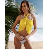 Ekouaer Women’s Short Sarongs Chiffon Cover Ups Sheer Bikini Wraps for Swimwear S-3XL(Yellow)