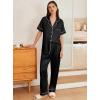 Ekouaer Womens Silk Pajama Sets Silky Short Sleeve Pjs 2 Piece Silk Button Down Pajamas Soft Satin Pj Pants Set(Black)