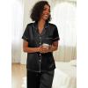 Ekouaer Womens Silk Pajama Sets Silky Short Sleeve Pjs 2 Piece Silk Button Down Pajamas Soft Satin Pj Pants Set(Black)