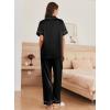 Ekouaer Womens Silk Pajama Sets Silky Short Sleeve Pjs 2 Piece Silk Button Down Pajamas Soft Satin Pj Pants Set(Black)