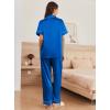 Ekouaer Womens Silk Pajama Sets Silky Short Sleeve Pjs 2 Piece Silk Button Down Pajamas Soft Satin Pj Pants Set(Blue)