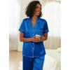 Ekouaer Womens Silk Pajama Sets Silky Short Sleeve Pjs 2 Piece Silk Button Down Pajamas Soft Satin Pj Pants Set(Blue)