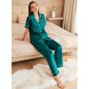 Ekouaer Womens Silk Pajama Sets Silky Short Sleeve Pjs 2 Piece Silk Button Down Pajamas Soft Satin Pj Pants Set(Blue Green)