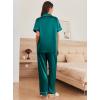 Ekouaer Womens Silk Pajama Sets Silky Short Sleeve Pjs 2 Piece Silk Button Down Pajamas Soft Satin Pj Pants Set(Blue Green)