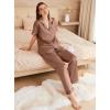 Ekouaer Womens Silk Pajama Sets Silky Short Sleeve Pjs 2 Piece Silk Button Down Pajamas Soft Satin Pj Pants Set(Brown)