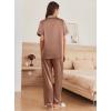 Ekouaer Womens Silk Pajama Sets Silky Short Sleeve Pjs 2 Piece Silk Button Down Pajamas Soft Satin Pj Pants Set(Brown)
