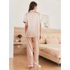 Ekouaer Womens Silk Pajama Sets Silky Short Sleeve Pjs 2 Piece Silk Button Down Pajamas Soft Satin Pj Pants Set(Champagne)
