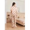 Ekouaer Womens Silk Pajama Sets Silky Short Sleeve Pjs 2 Piece Silk Button Down Pajamas Soft Satin Pj Pants Set(Cherry Teddy)
