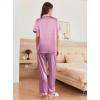 Ekouaer Womens Silk Pajama Sets Silky Short Sleeve Pjs 2 Piece Silk Button Down Pajamas Soft Satin Pj Pants Set(Fuchsia)