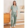 Ekouaer Womens Silk Pajama Sets Silky Short Sleeve Pjs 2 Piece Silk Button Down Pajamas Soft Satin Pj Pants Set(Ice Green)