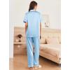 Ekouaer Womens Silk Pajama Sets Silky Short Sleeve Pjs 2 Piece Silk Button Down Pajamas Soft Satin Pj Pants Set(Light Blue)
