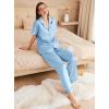 Ekouaer Womens Silk Pajama Sets Silky Short Sleeve Pjs 2 Piece Silk Button Down Pajamas Soft Satin Pj Pants Set(Light Blue)