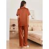 Ekouaer Womens Silk Pajama Sets Silky Short Sleeve Pjs 2 Piece Silk Button Down Pajamas Soft Satin Pj Pants Set(Light Brown)