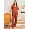 Ekouaer Womens Silk Pajama Sets Silky Short Sleeve Pjs 2 Piece Silk Button Down Pajamas Soft Satin Pj Pants Set(Light Brown)