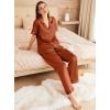 Ekouaer Womens Silk Pajama Sets Silky Short Sleeve Pjs 2 Piece Silk Button Down Pajamas Soft Satin Pj Pants Set(Light Brown)