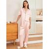 Ekouaer Womens Silk Pajama Sets Silky Short Sleeve Pjs 2 Piece Silk Button Down Pajamas Soft Satin Pj Pants Set(Light Pink)
