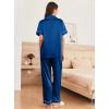 Ekouaer Womens Silk Pajama Sets Silky Short Sleeve Pjs 2 Piece Silk Button Down Pajamas Soft Satin Pj Pants Set(Navy Blue)