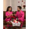 Ekouaer Womens Silk Pajama Sets Silky Short Sleeve Pjs 2 Piece Silk Button Down Pajamas Soft Satin Pj Pants Set(Rose Red)