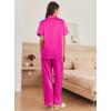 Ekouaer Womens Silk Pajama Sets Silky Short Sleeve Pjs 2 Piece Silk Button Down Pajamas Soft Satin Pj Pants Set(Rose Red)