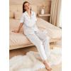 Ekouaer Womens Silk Pajama Sets Silky Short Sleeve Pjs 2 Piece Silk Button Down Pajamas Soft Satin Pj Pants Set(White)