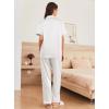 Ekouaer Womens Silk Pajama Sets Silky Short Sleeve Pjs 2 Piece Silk Button Down Pajamas Soft Satin Pj Pants Set(White)