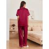 Ekouaer Womens Silk Pajama Sets Silky Short Sleeve Pjs 2 Piece Silk Button Down Pajamas Soft Satin Pj Pants Set(Wine Red)