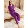Ekouaer Womens Silk Pajama Sets Silky Short Sleeve Pjs 2 Piece Silk Button Down Pajamas Soft Satin Pj Pants Set(Wineberry)