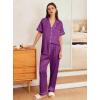 Ekouaer Womens Silk Pajama Sets Silky Short Sleeve Pjs 2 Piece Silk Button Down Pajamas Soft Satin Pj Pants Set(Wineberry)