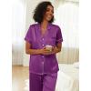 Ekouaer Womens Silk Pajama Sets Silky Short Sleeve Pjs 2 Piece Silk Button Down Pajamas Soft Satin Pj Pants Set(Wineberry)